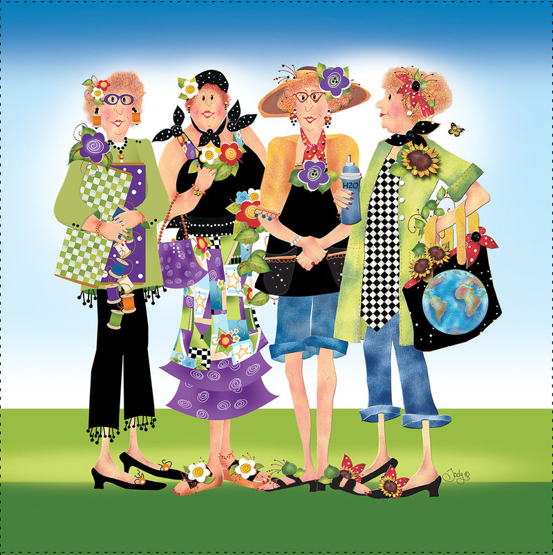 Fabric Art Panel 6in Girlfriends