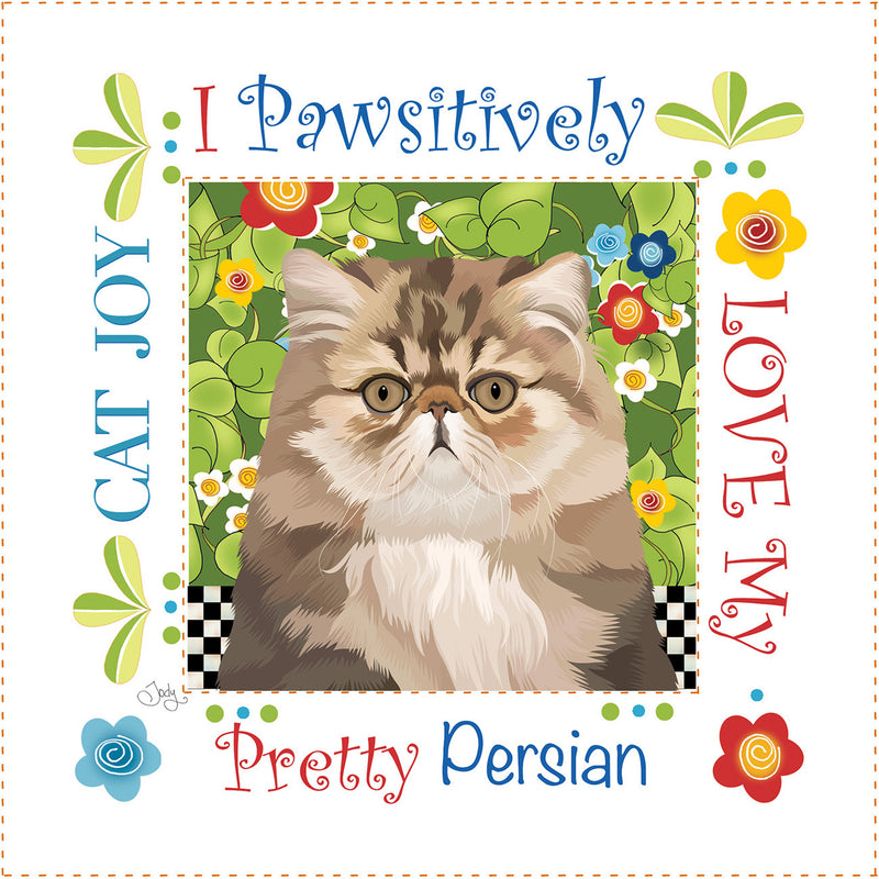 Fabric Art Panel 6in Square Persian Cat