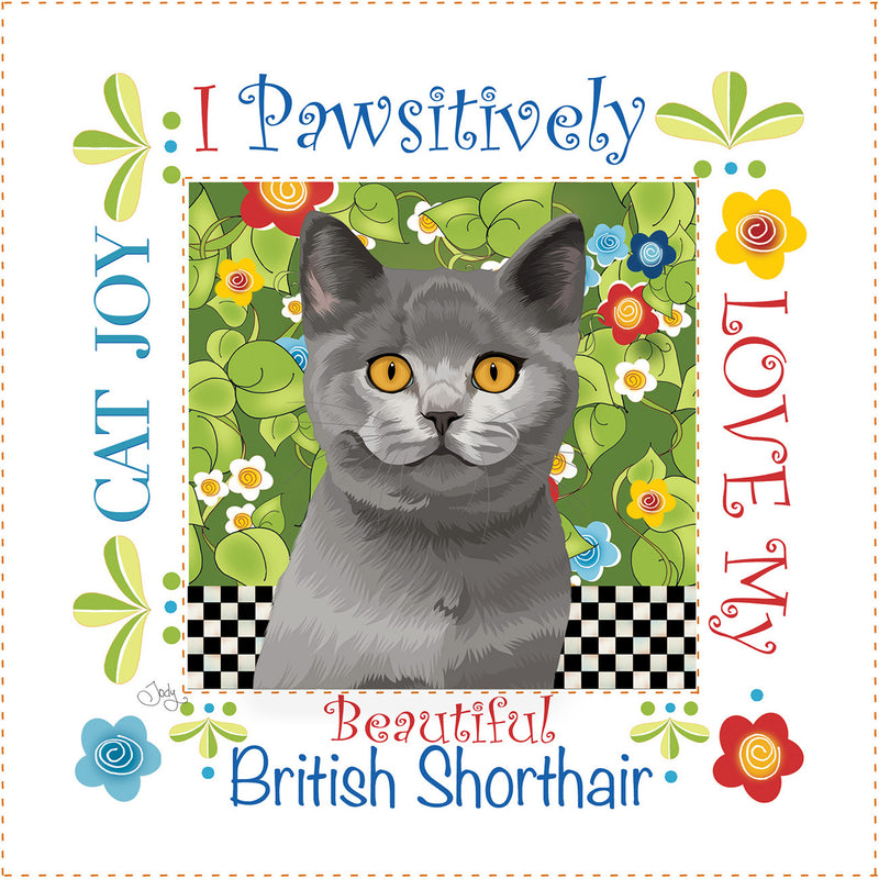 Fabric Art Panel 6in Square B.Shorthair Cat