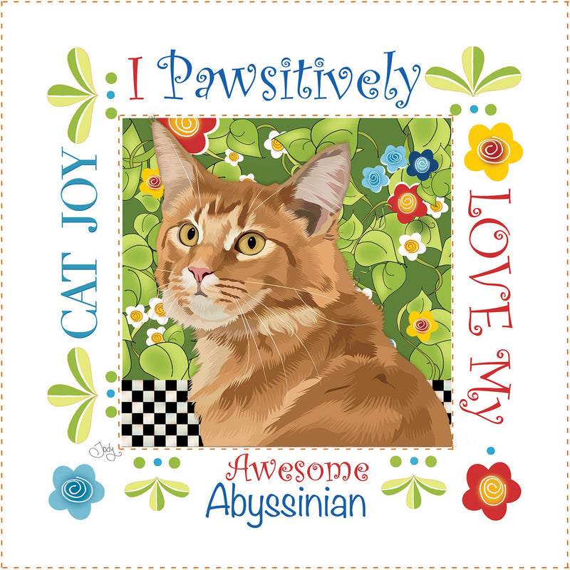 Fabric Art Panel 6in Square Abyssinian Cat