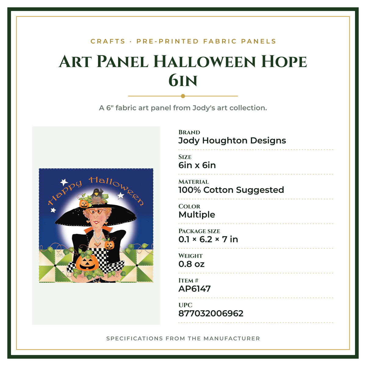 Product Specifications – Art Panel Halloween Hope 6in