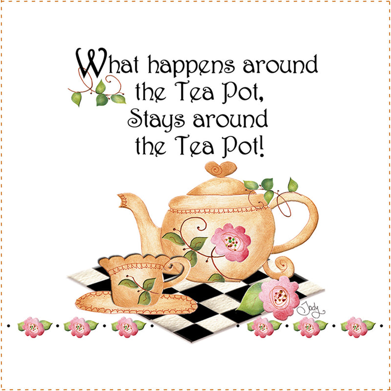 Fabric Art Panel 6in Teapot