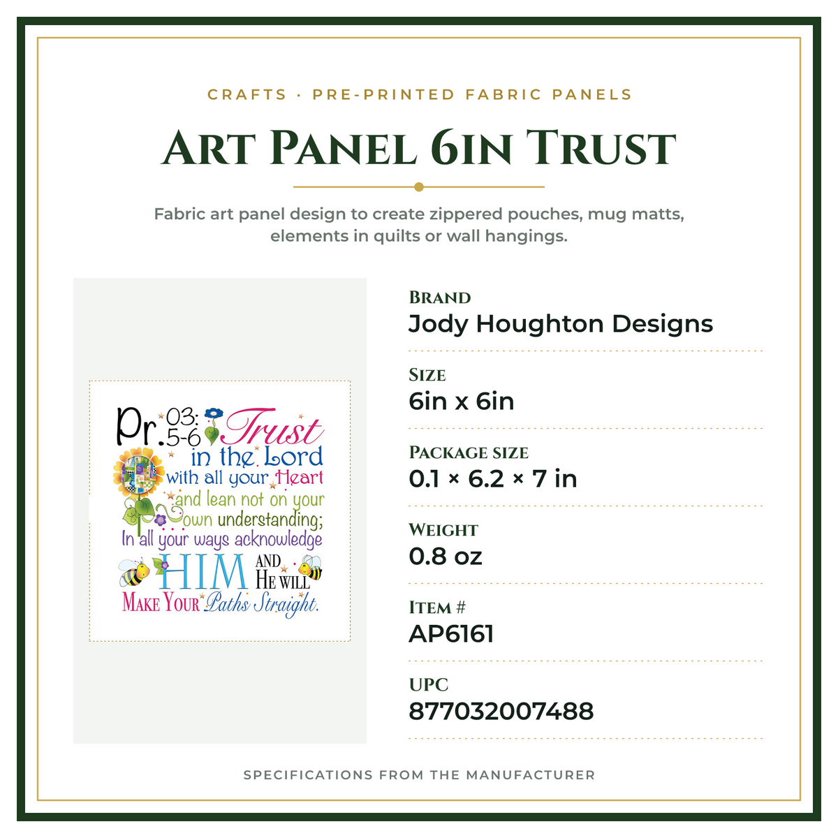 Product Specifications – Art Panel 6in Trust