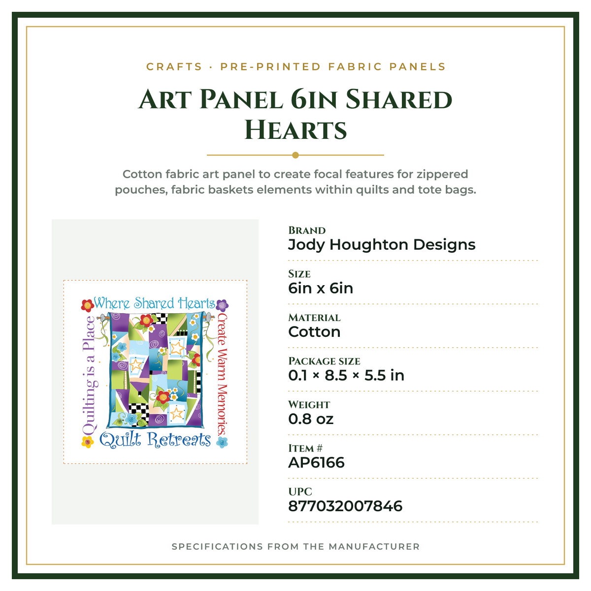 Product Specifications – Art Panel 6in Shared Hearts