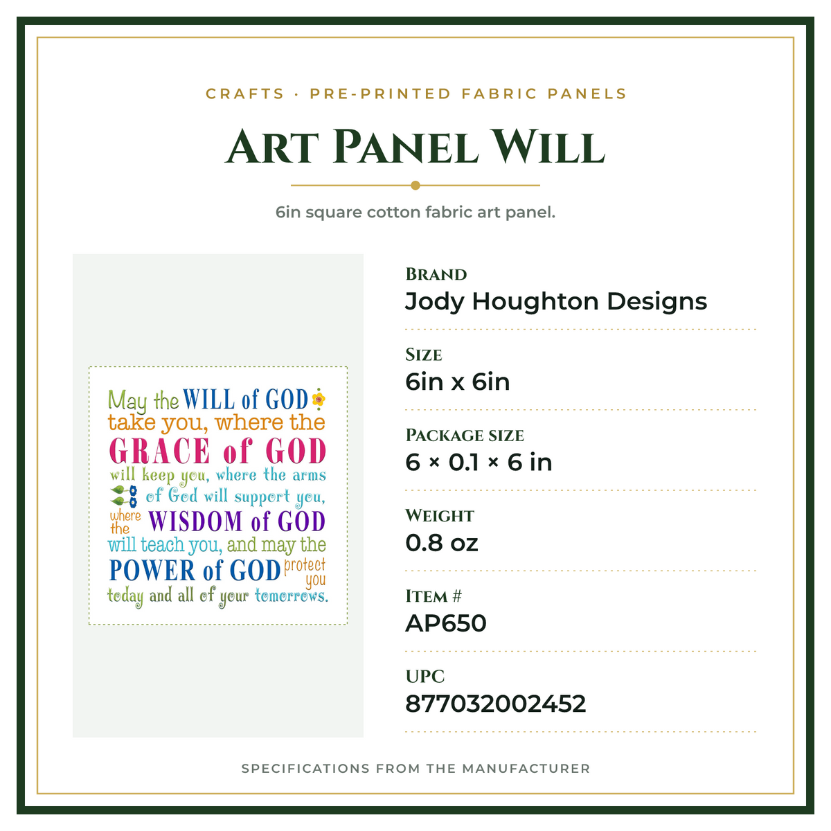 Product Specifications – Art Panel Will