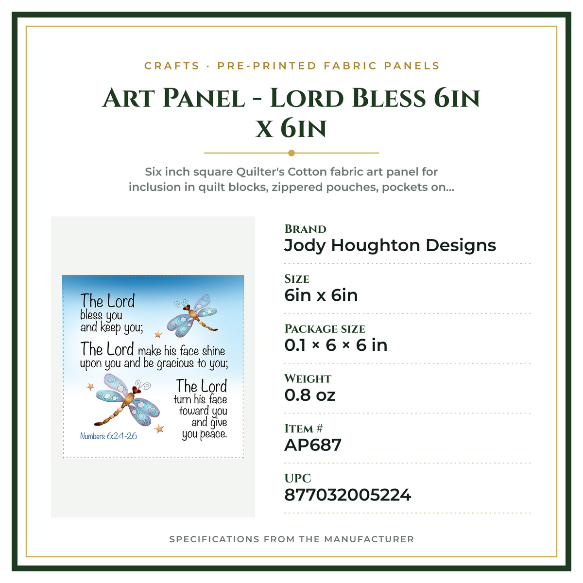Product Specifications – Art Panel - Lord Bless 6in x 6in