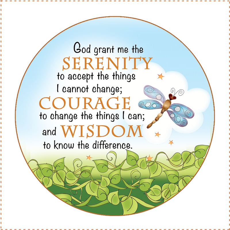Fabric Panel 5in Round Serenity Prayer