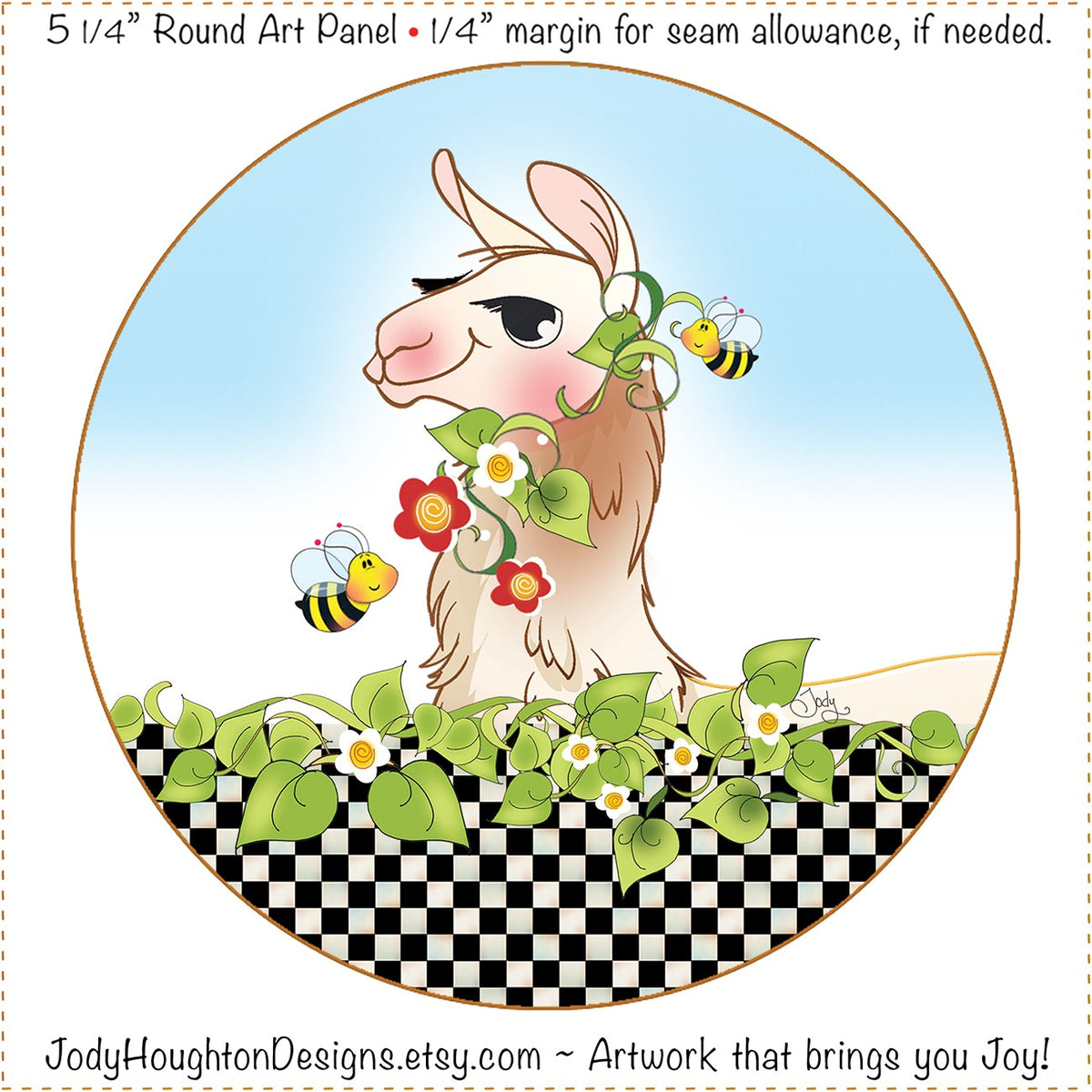 Art Panel 5in Round Lama