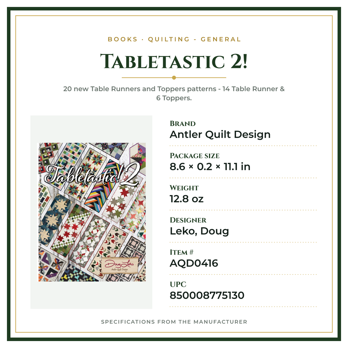 Product Specifications – Tabletastic 2!