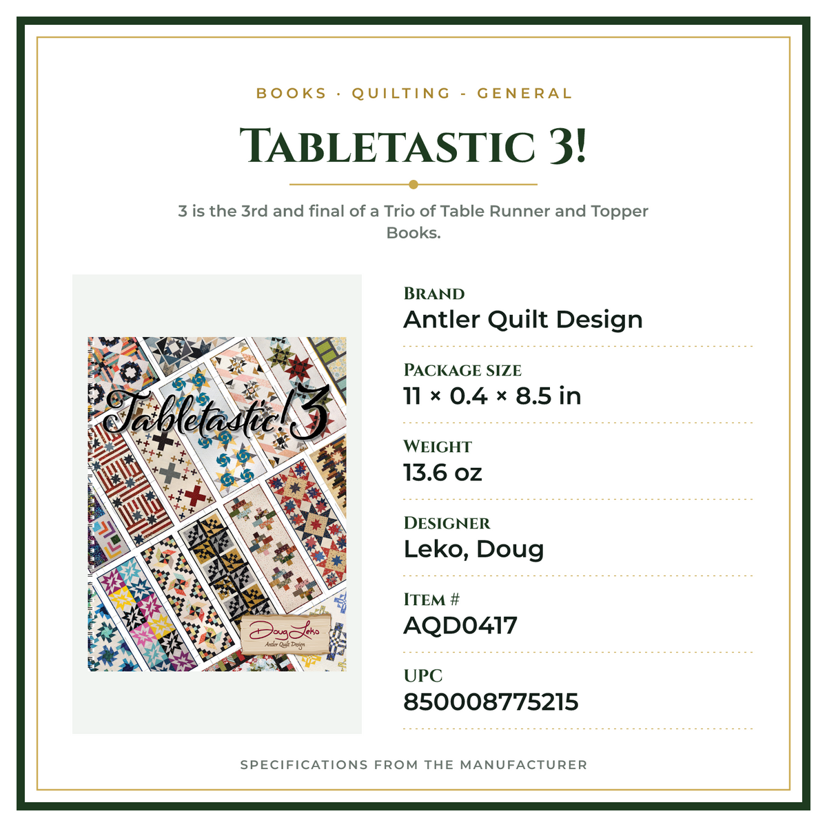 Product Specifications – Tabletastic 3!