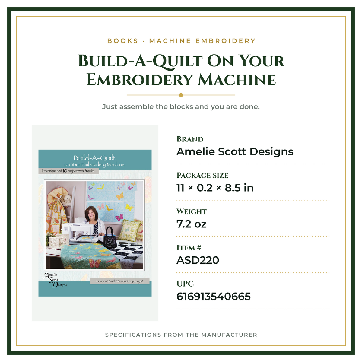 Product Specifications – Build-A-Quilt On Your Embroidery Machine
