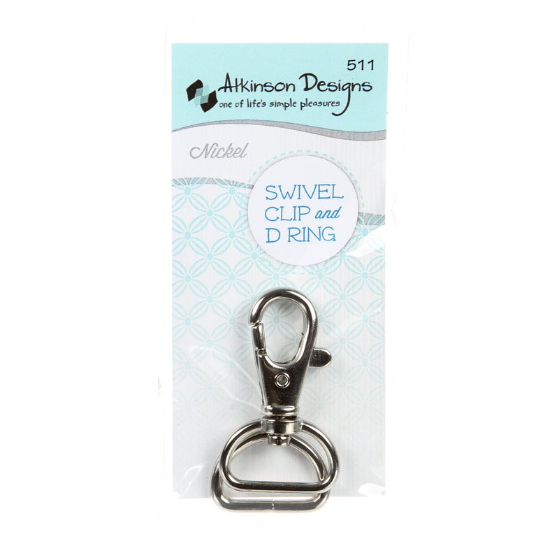 D Ring and Swivel Clip Nickel 1ct  - 3/4in