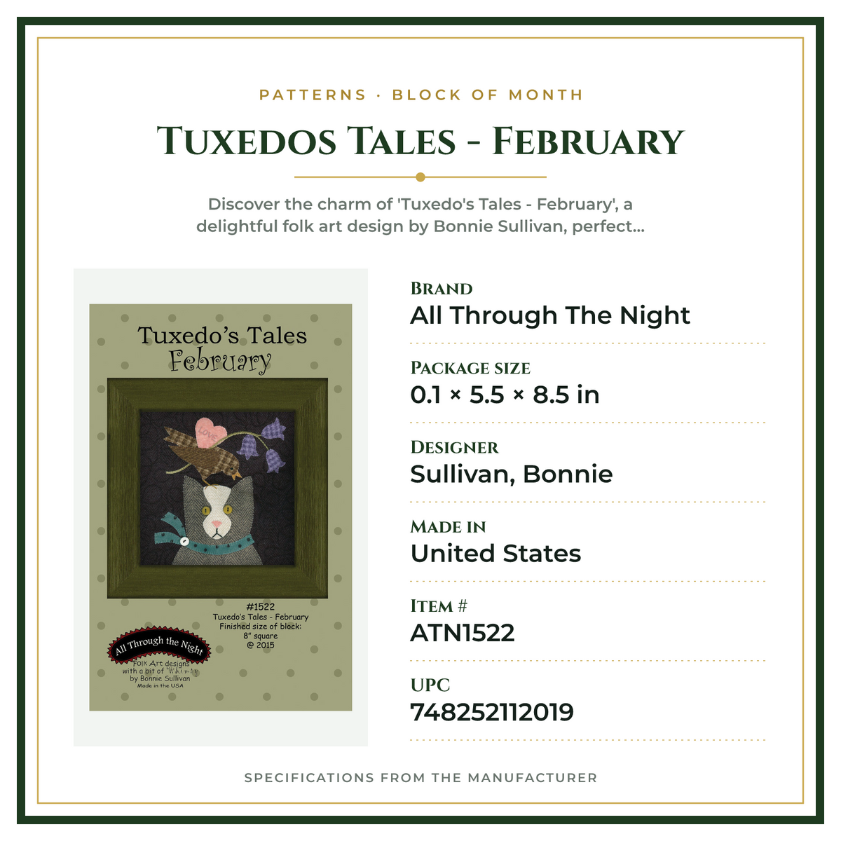 Product Specifications – Tuxedos Tales - February