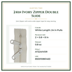 Product Specifications – 24in Ivory Zipper Double Slide