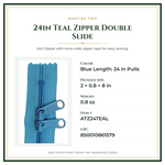 Product Specifications – 24in Teal Zipper Double Slide