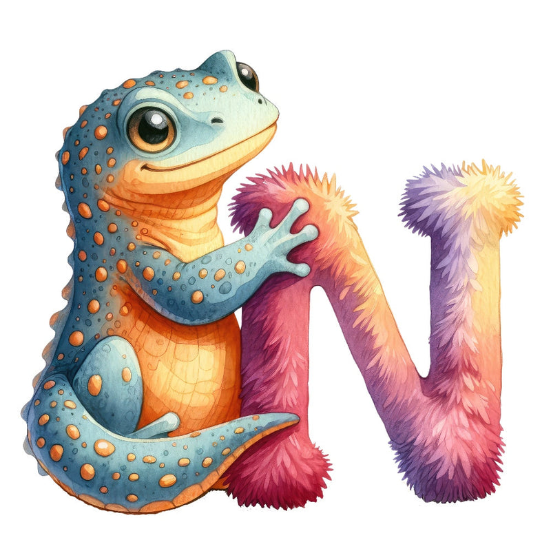 Animal Newt Letter N Fabric Panel