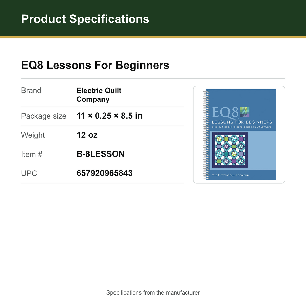 Product Specifications – EQ8 Lessons For Beginners