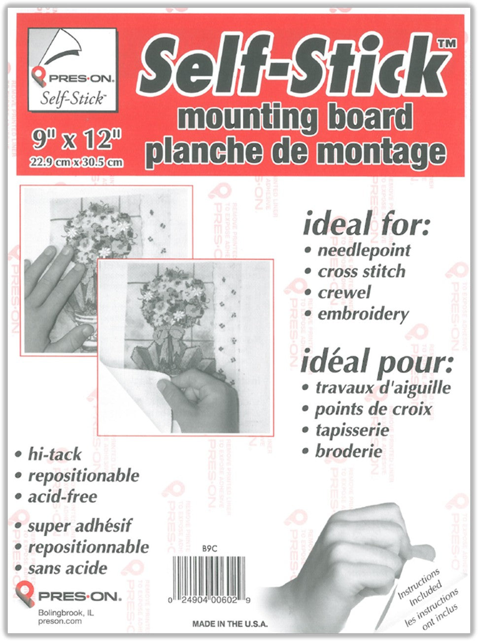 Self Stick Needlework Mounting Board 9" X 12"