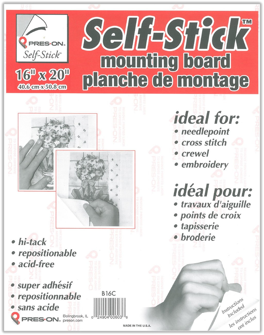 Self Stick Needlework Mounting Board 16" X 20"