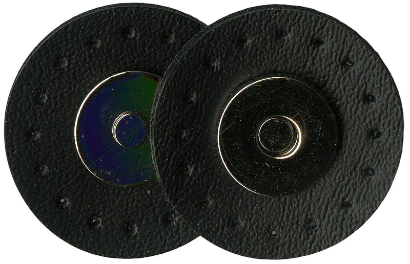 Magnetic Snaps With Leather Like Edge 9/16in Black & Silver