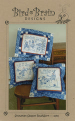 Snowman Season Blue Work Hand Emb