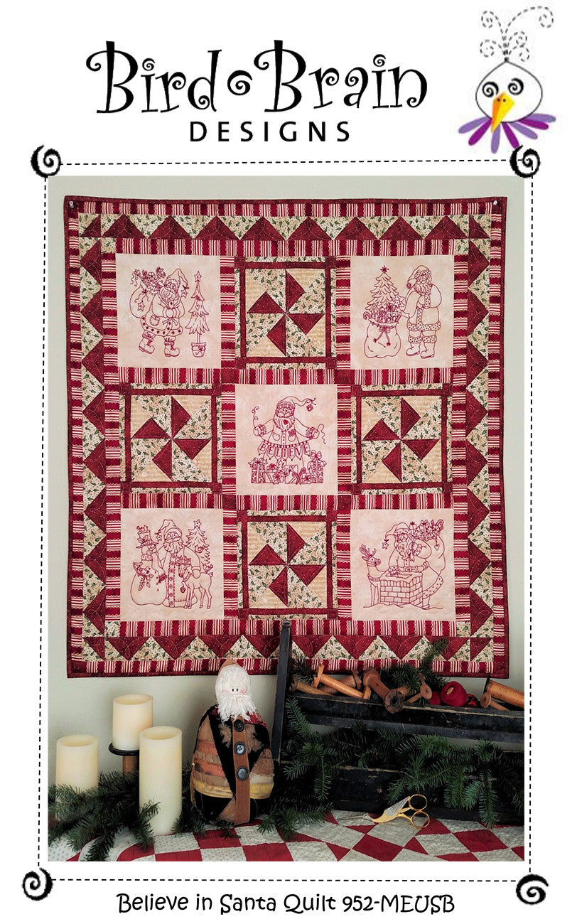 Believe in Santa Quilt Machine Embroidery USB