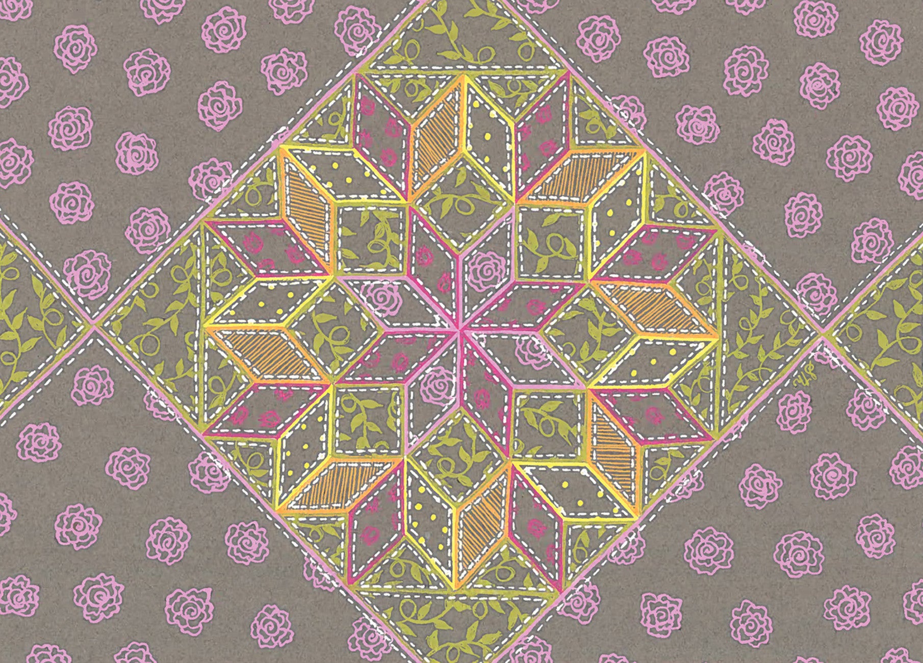 8-Pointed Star in Block Note Card
