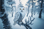 Snowy Owl on Branch Panel 20.5in x 17in