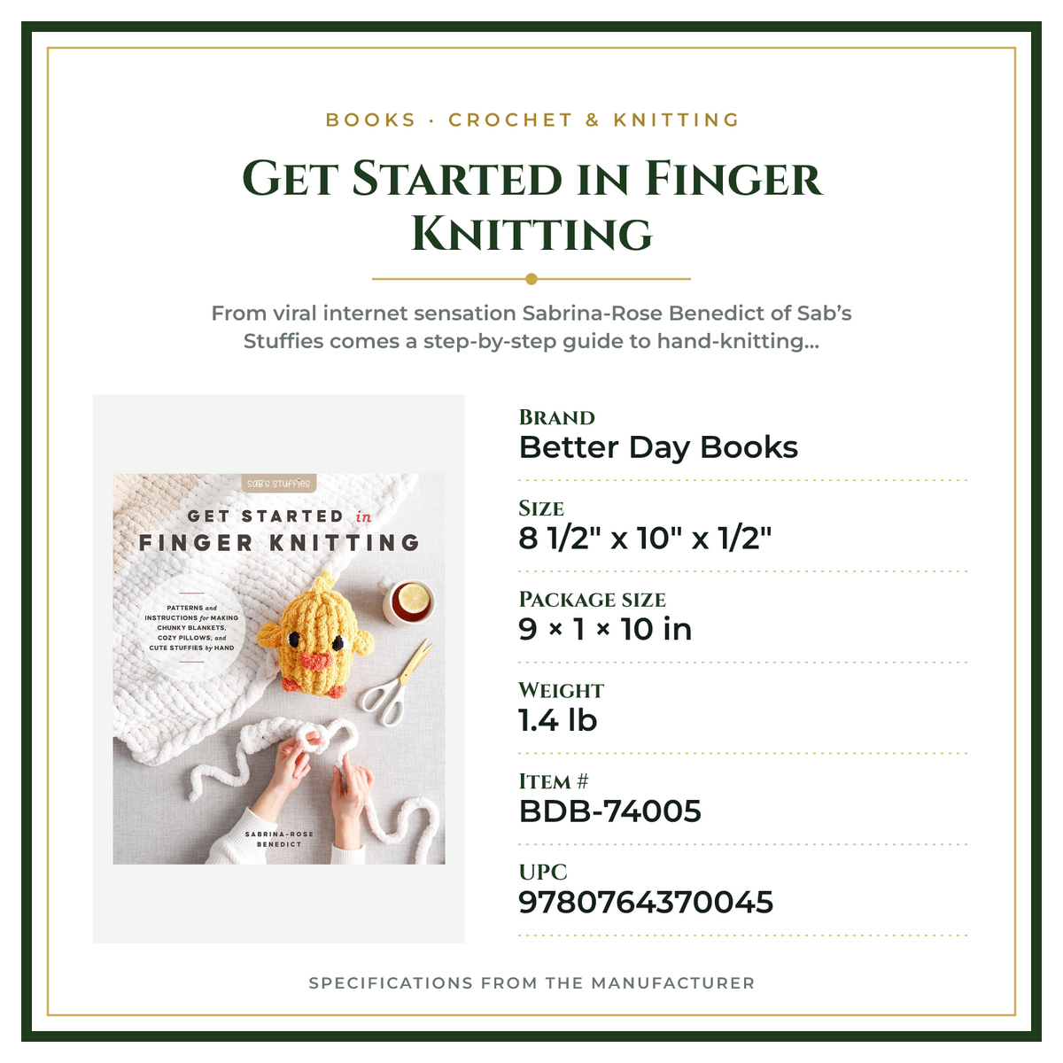 Product Specifications – Get Started in Finger Knitting