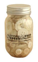 Antique White Buttons in Mason Jar