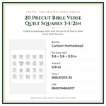 Product Specifications – 20 Precut Bible Verse Quilt Squares 3-1/2in