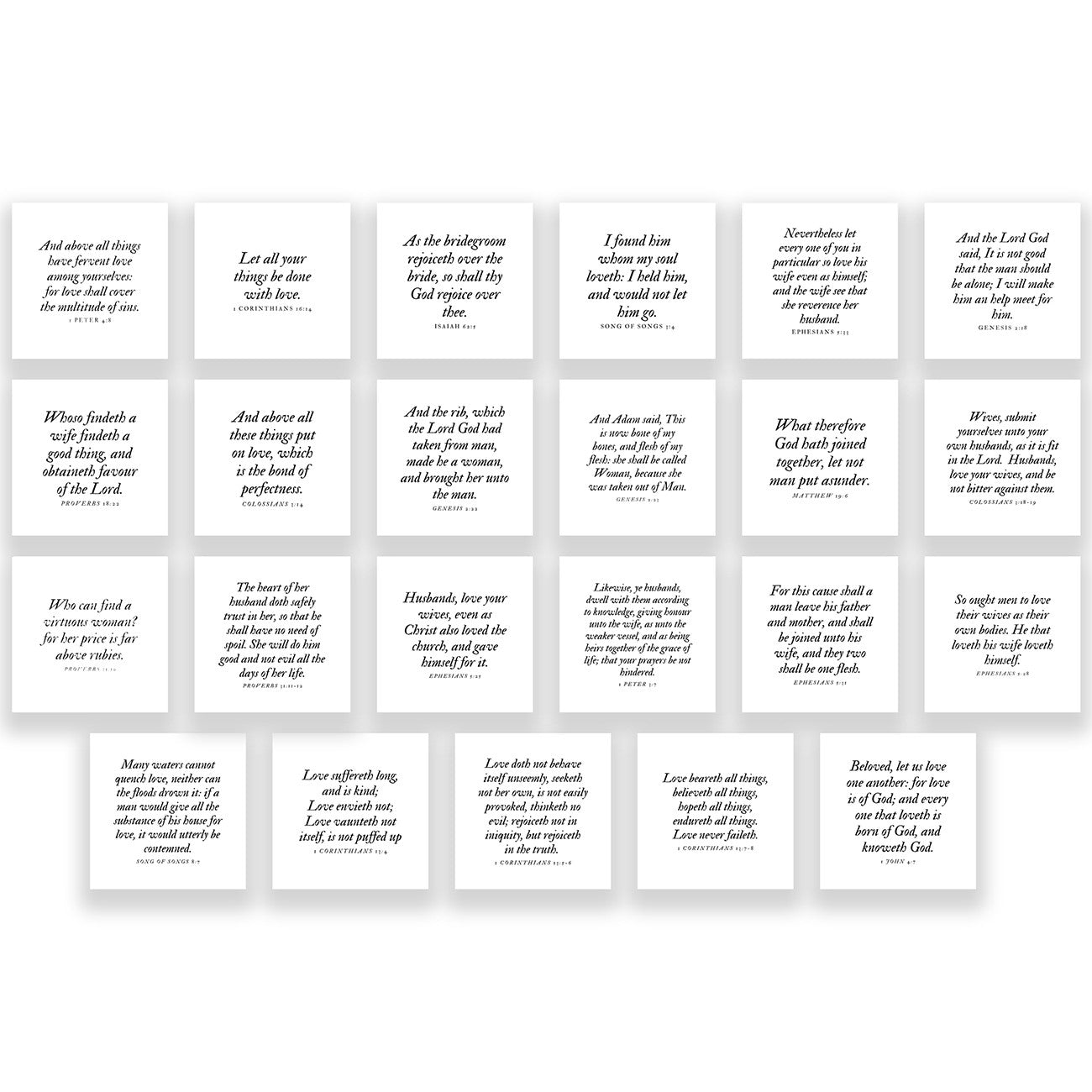 23 Precut Wedding-themed Bible Verse Quilt Squares 3-1/2in