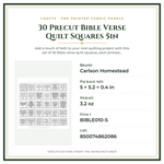 Product Specifications – 30 Precut Bible Verse Quilt Squares 5in