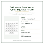 Product Specifications – 26 Precut Bible Verse Quilt Squares 3-1/2in