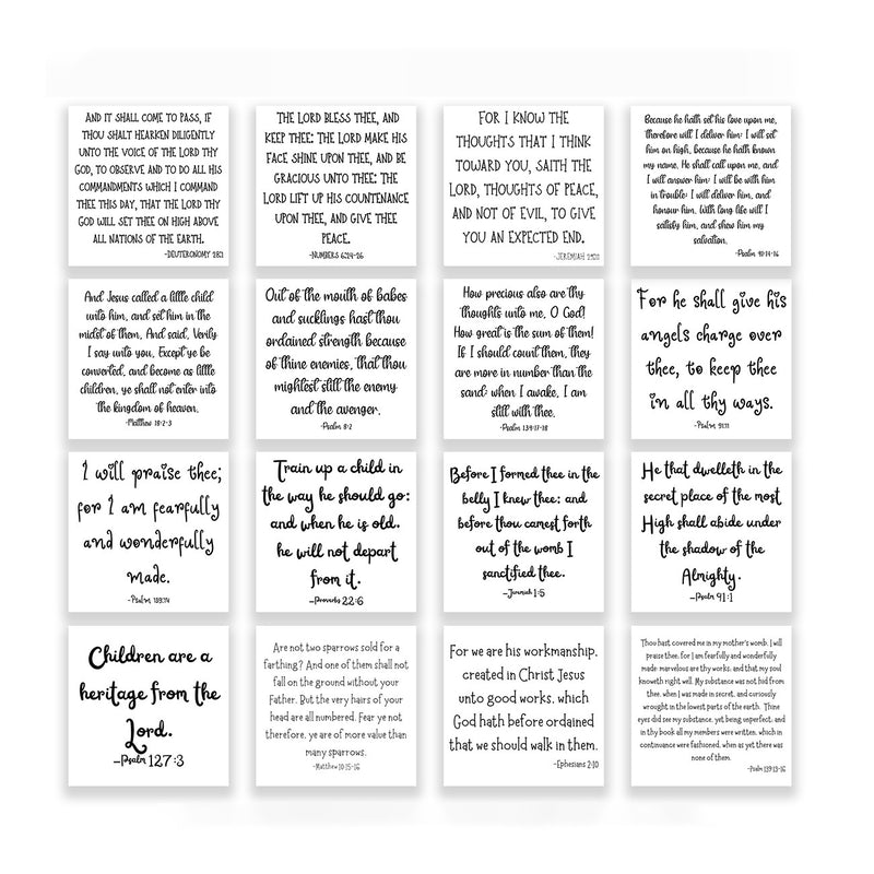 16 Precut Baby-themed Bible Verse Quilt Squares 5in