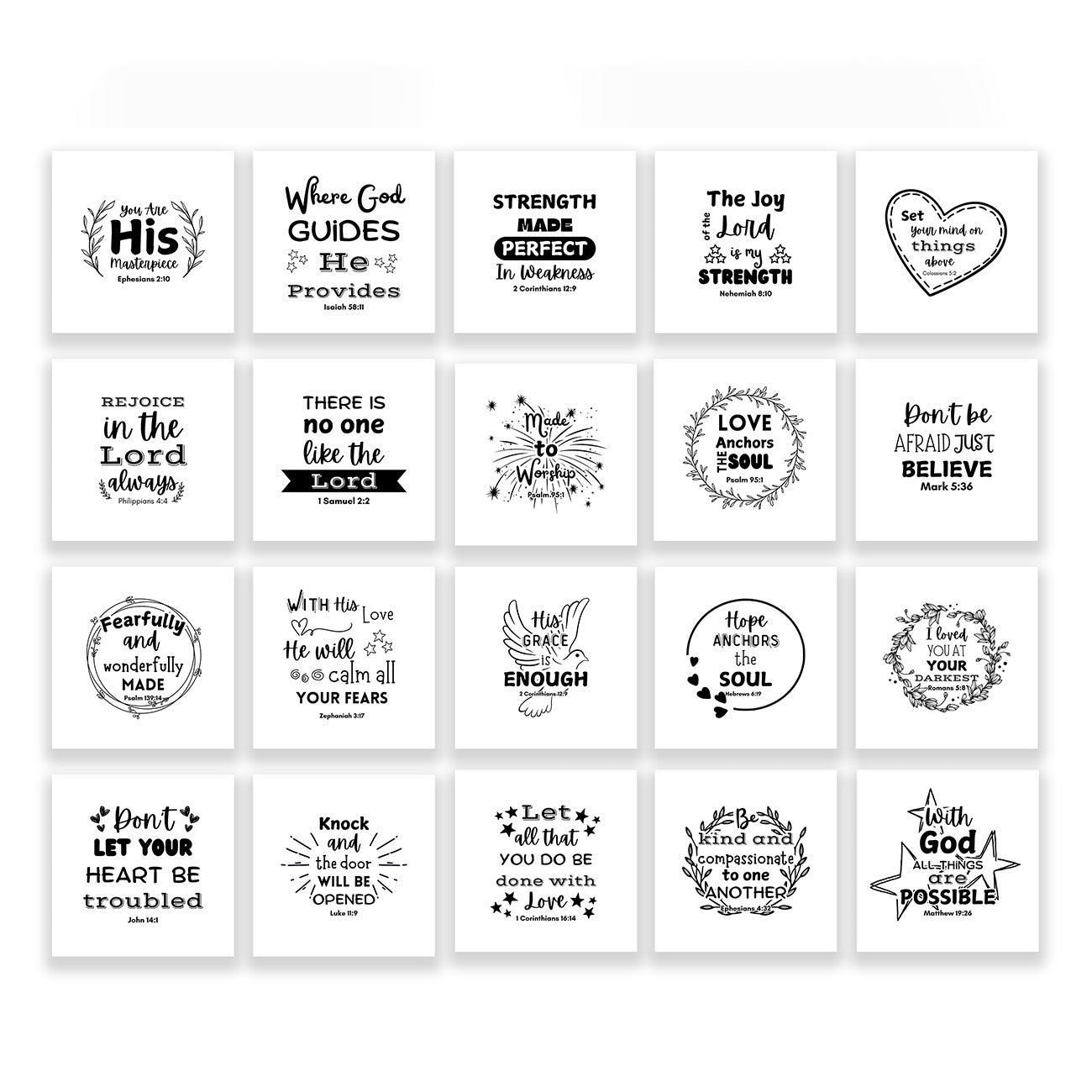 20 Precut Scripture Quilt Squares 3-1/2in