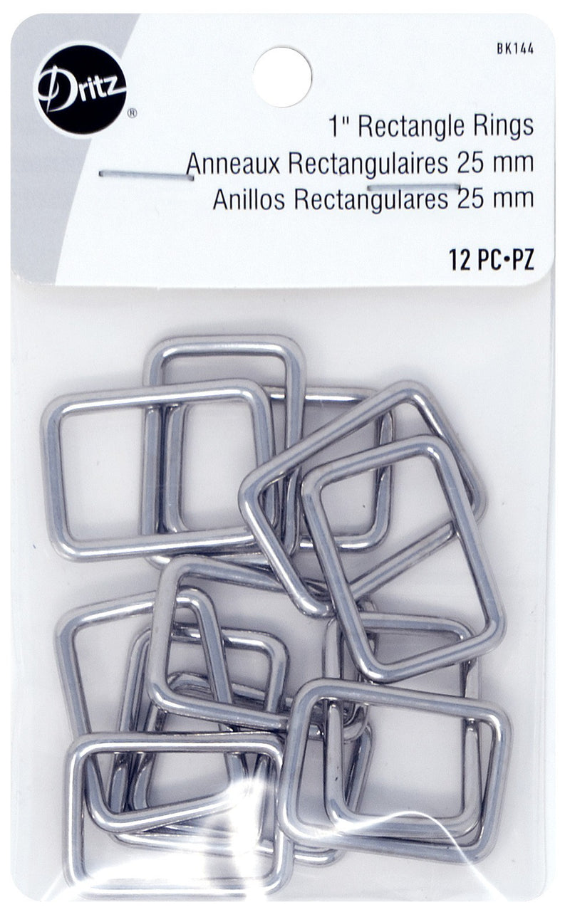 Rectangle Rings 1in Nickel 12ct