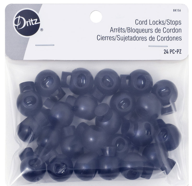 Round Cord Stops Locks Black