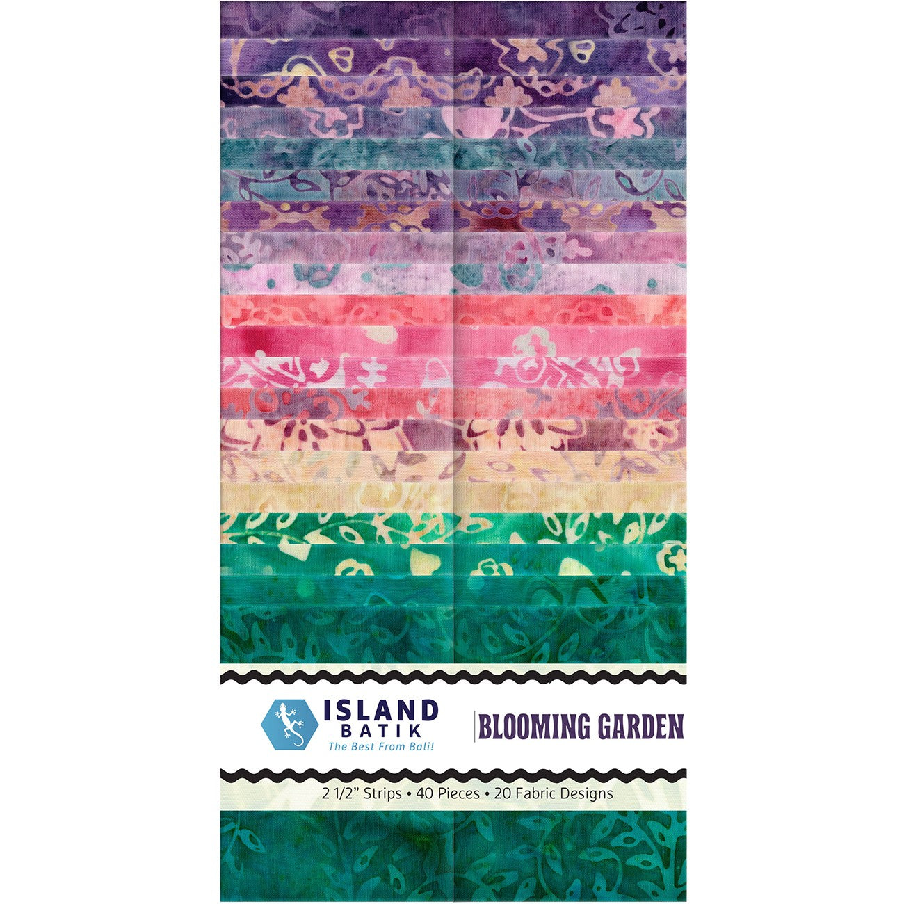 2.5in Strips, Blooming Garden, 40pcs, 2 Pieces of Each Print
