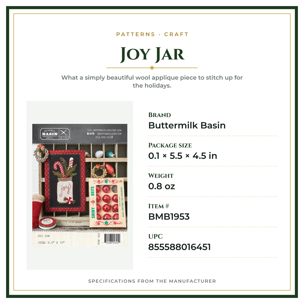 Product Specifications – Joy Jar