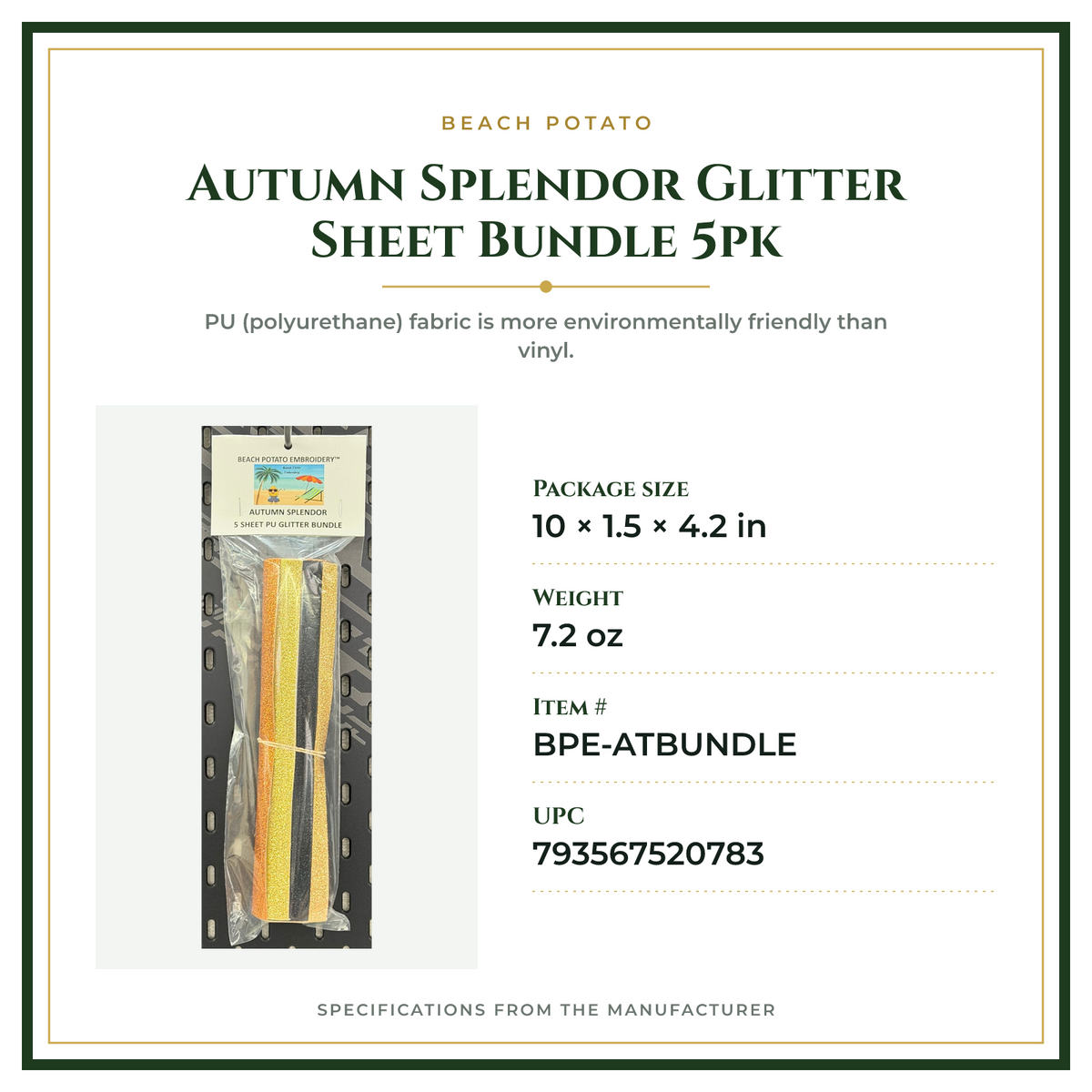 Product Specifications – Autumn Splendor Glitter Sheet Bundle 5pk
