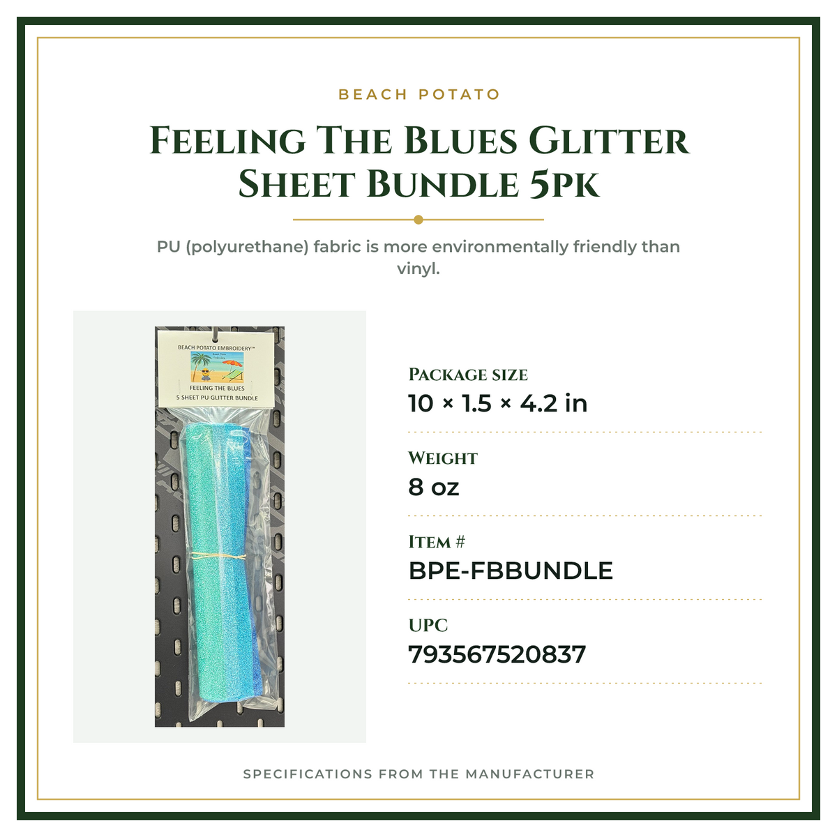 Product Specifications – Feeling The Blues Glitter Sheet Bundle 5pk