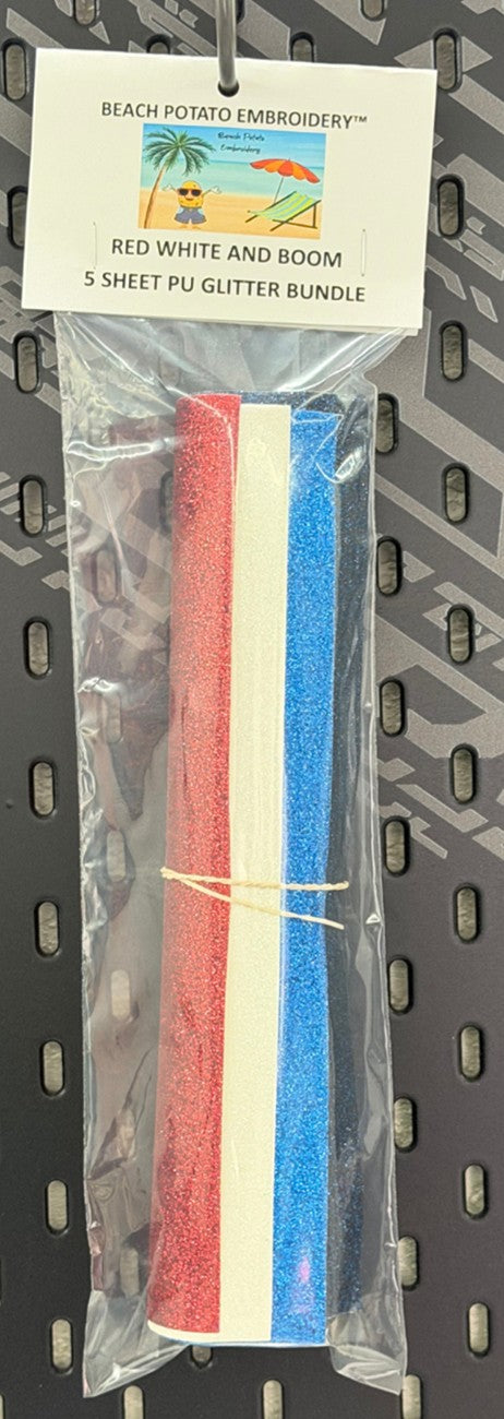 Red White & Boom Glitter Sheet Bundle 5pk