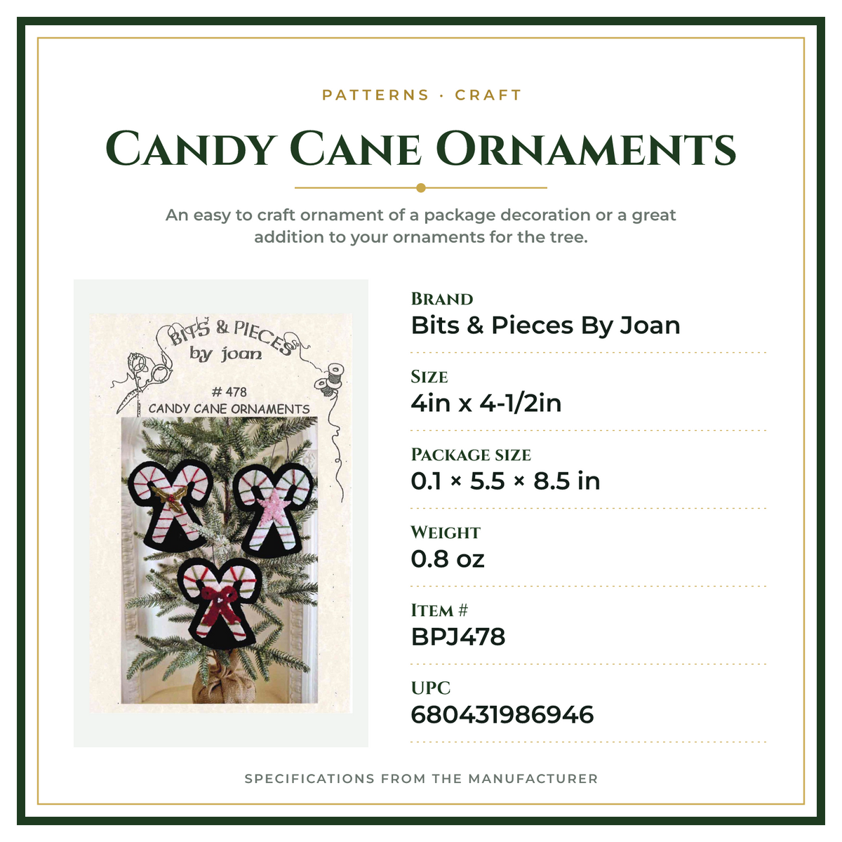 Product Specifications – Candy Cane Ornaments