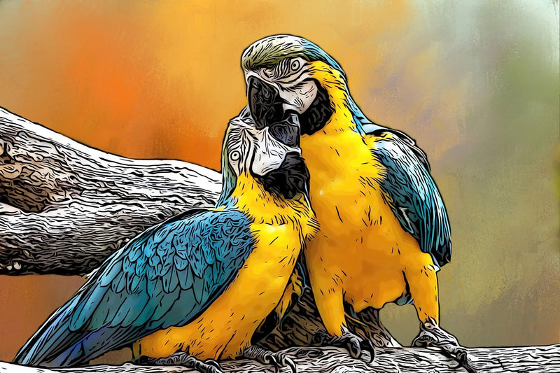 Loving Macaws 24x16in Panel