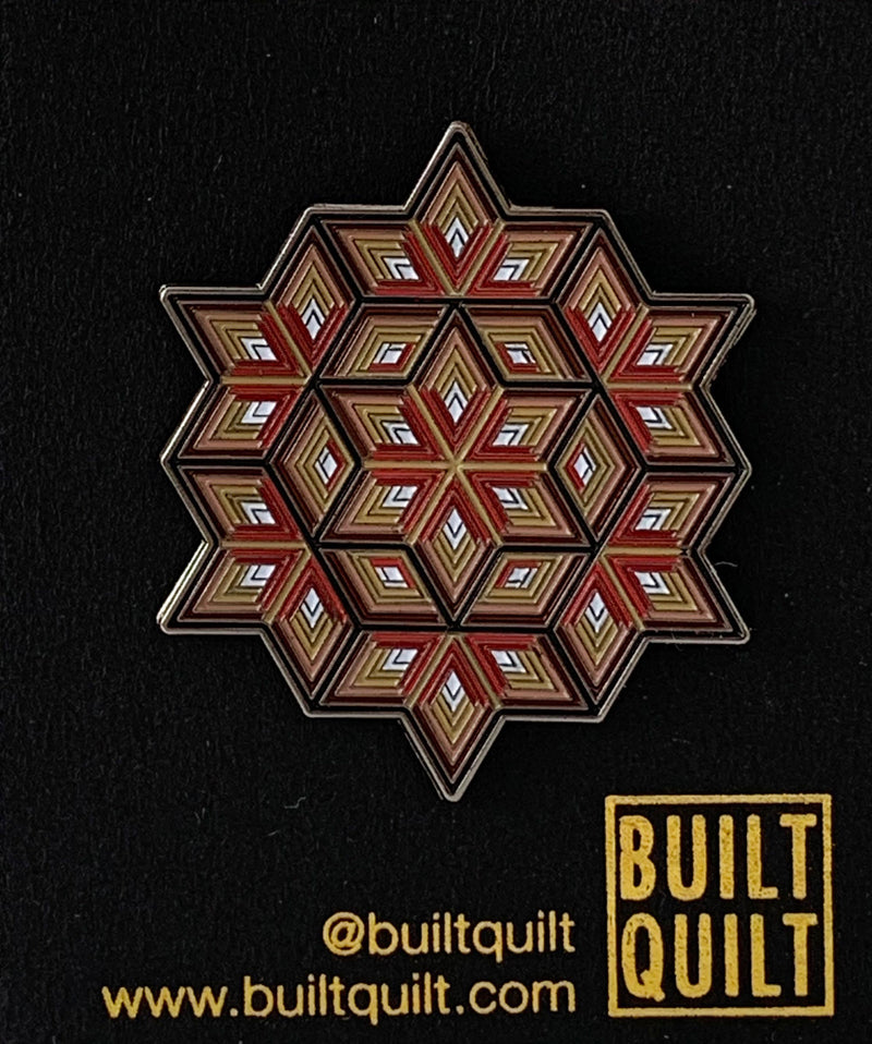 Diamond Log Cabin Star Enamel Pin