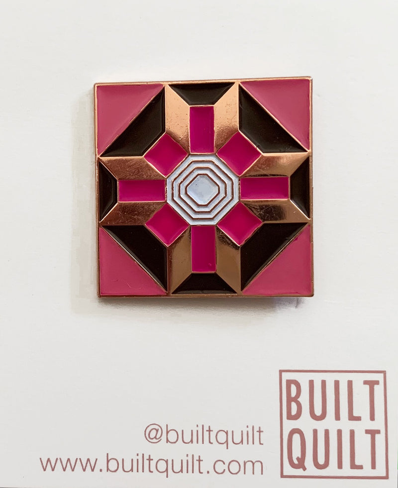 Pink Prosperity Block Enamel Pin