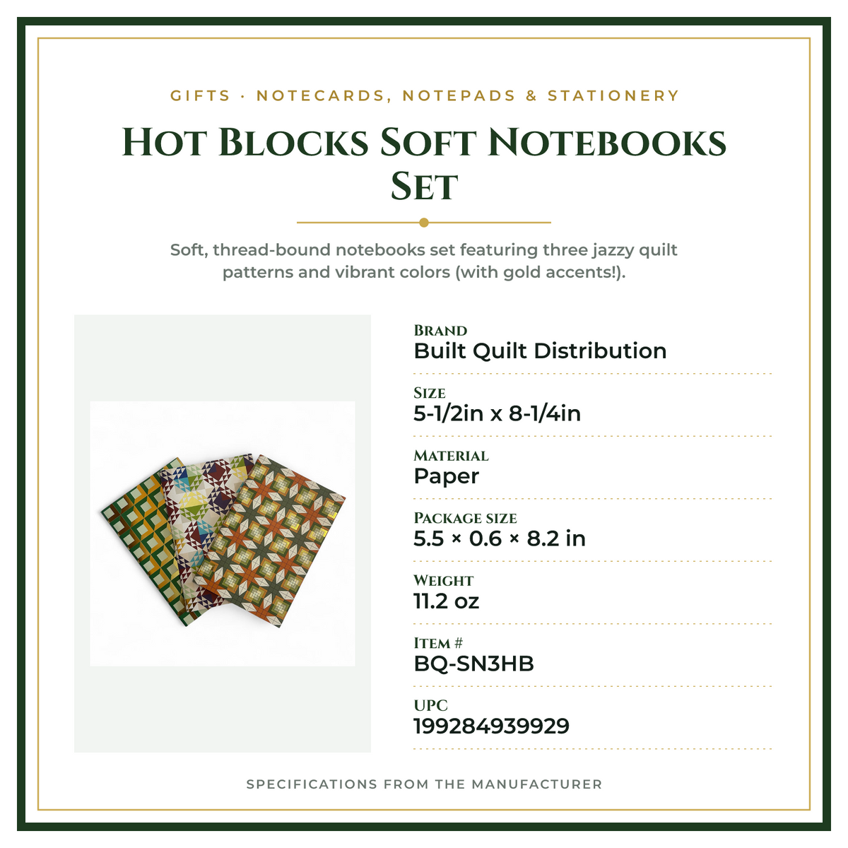 Product Specifications – Hot Blocks Soft Notebooks Set