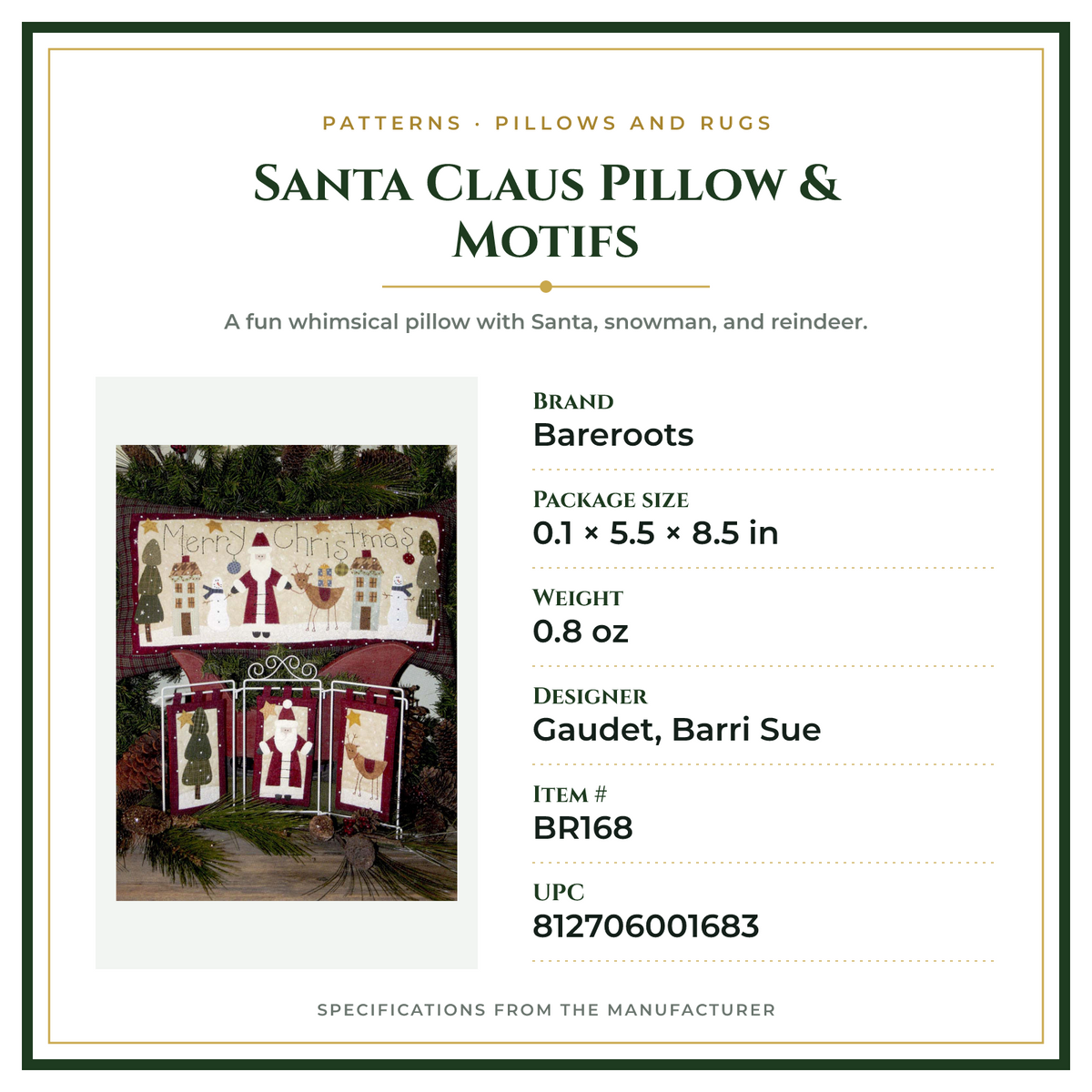 Product Specifications – Santa Claus Pillow & Motifs