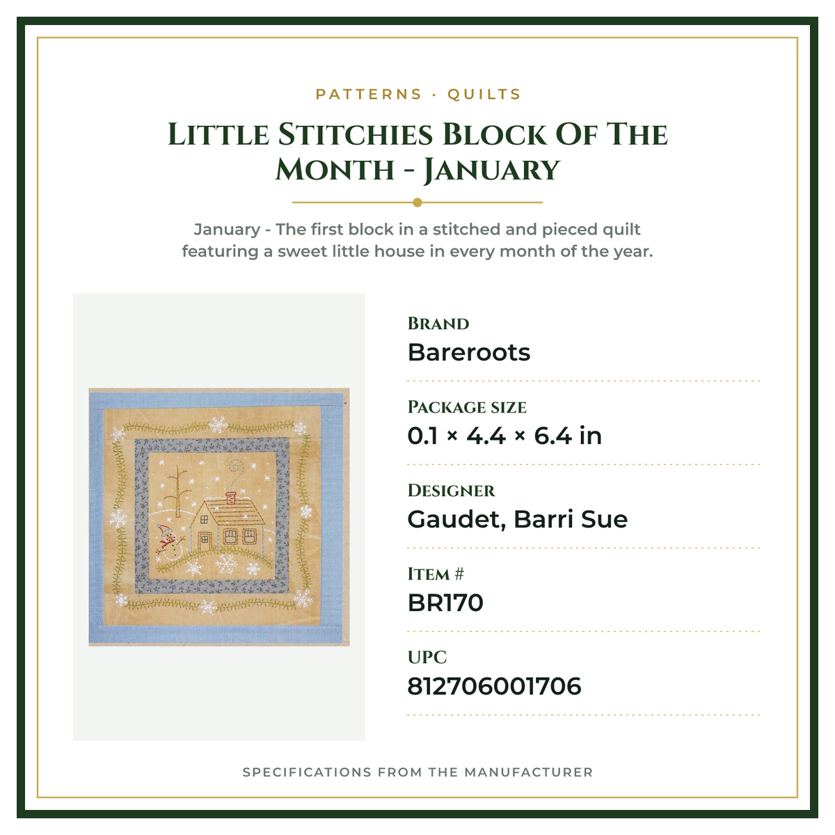 Product Specifications – Little Stitchies Block Of The Month - January